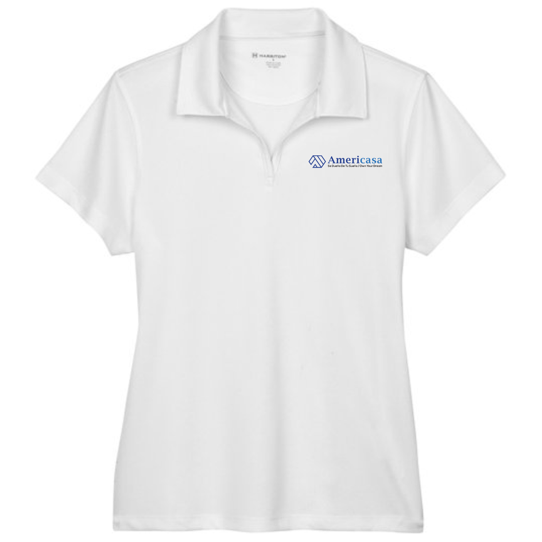 Americasa - Harriton Ladies' Double Mesh Polo - White