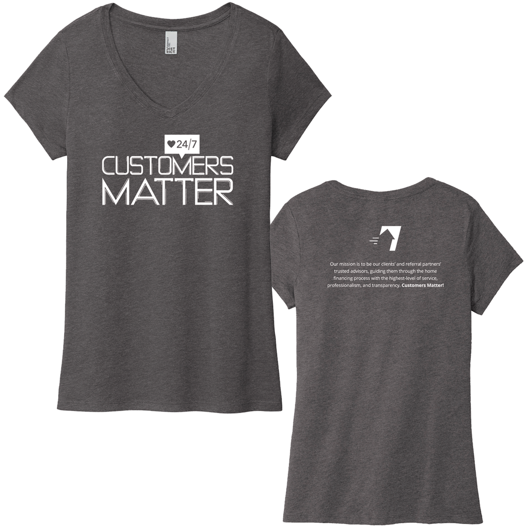 District Women's Perfect Sri V-Neck Tee - CUSTOMER MATTERS - Gray