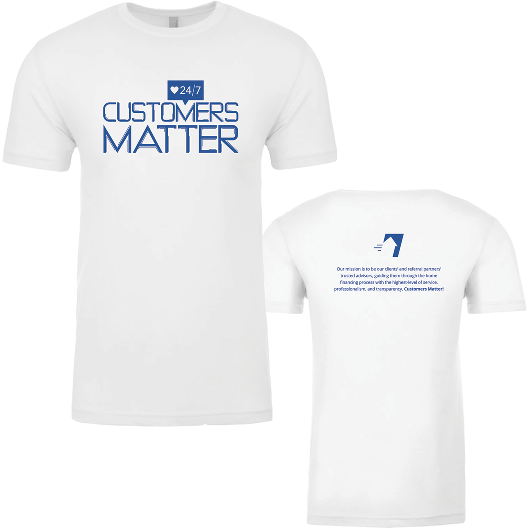 Next Level Unisex Cotton T-Shirt - CUSTOMER MATTERS - White