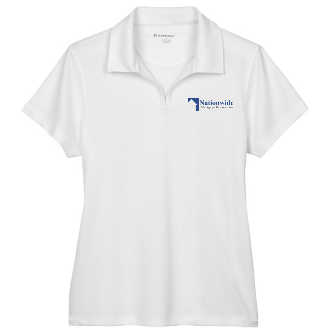 Harriton Ladies' Double Mesh Polo - White