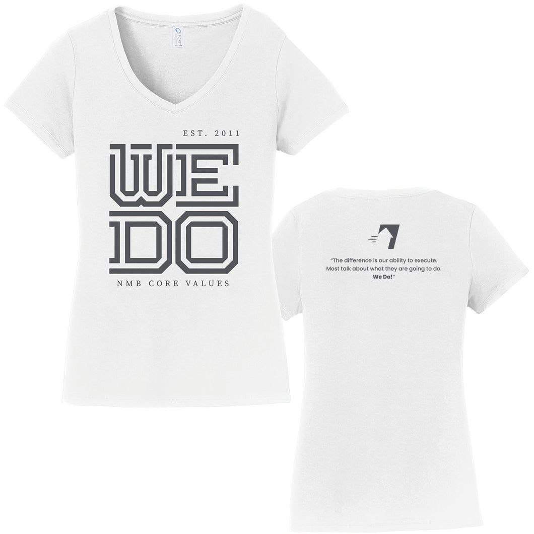 District Women's Perfect Sri V-Neck Tee - WE DO - White